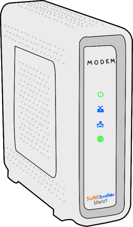 Hand-drawn representation of a SOHO modem