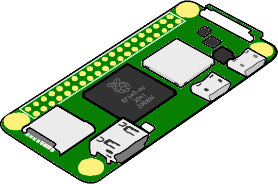 Hand-drawn representation of a Raspberry Pi Zero 2 W