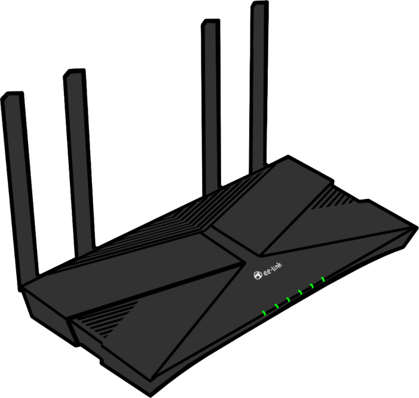 Hand-drawn representation of a SOHO router